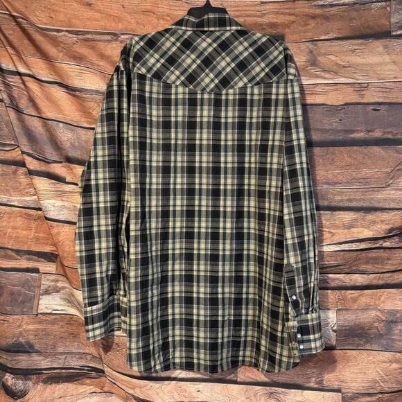 Roper Men's 2XL Black Blue Plaid Western Shirt Pearl Snap Button Long Sleeve - Picture 3 of 5